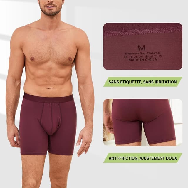 Thumbnail 2 de PUTUO Boxers Homme Longs en Bambou Lot de 6