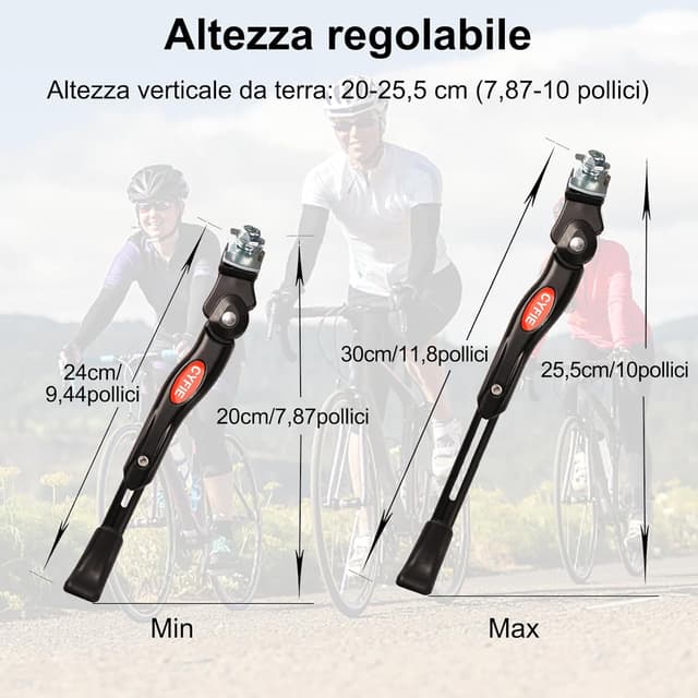 Detalle de CYFIE Cavalletto Bici Bambino laterale regolabile in alluminio (altezza regolabile)