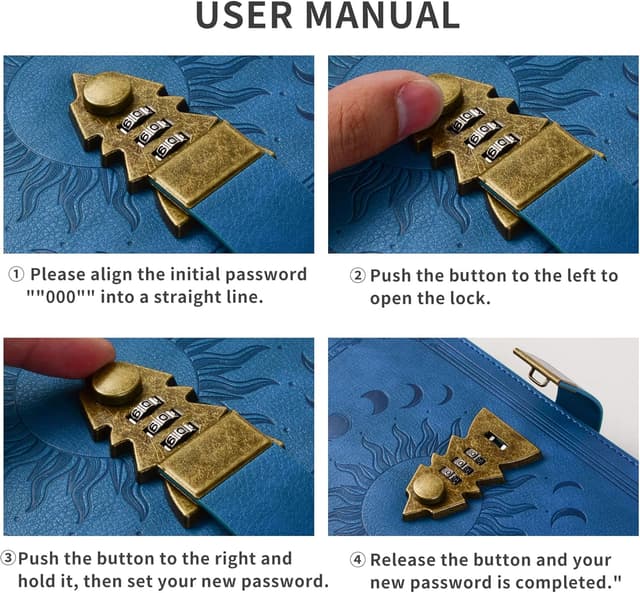 Thumbnail 6 de ZXHQ Tagebuch mit Schloss A5 (21 x 15 cm) inkl. Stift-Set – nachfüllbares Lederjournal im Vintage-Look