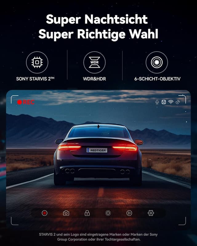 Thumbnail 3 de REDTIGER Dashcam Front-/Rear 4K/2,5K mit STARVIS 2 256 GB Max