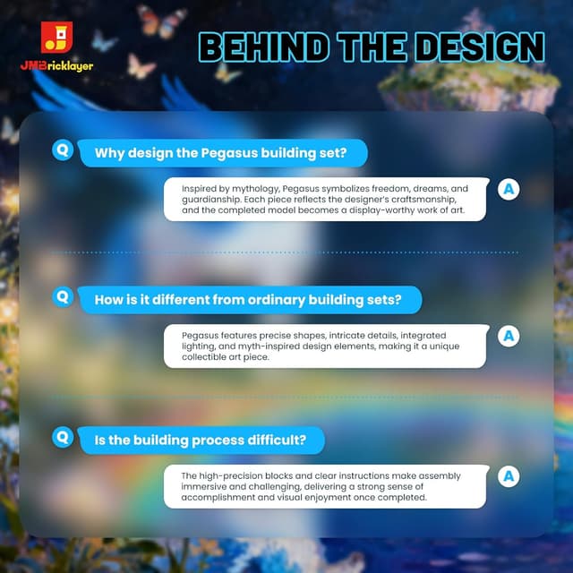 Detalle 2 de JMBricklayer Pegasus 70015 building toy set with light (1,615-piece flying horse model)