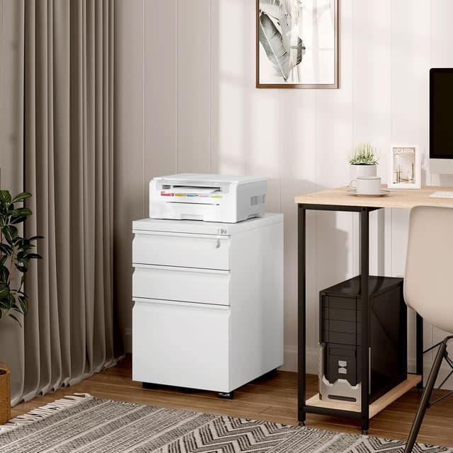 Detalle 2 de WOLTU Archivador Móvil con 3 Cajones y Cerradura 🗄