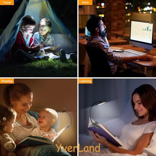 Thumbnail 8 de YverLand Luz de lectura con pinza de 24 LED, cuello flexible 360º y batería recargable USB