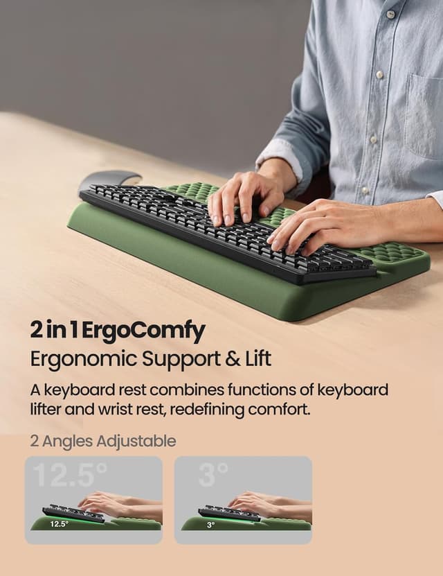 Detalle de VAYDEER Repose-poignets ergonomique 2-en-1 pour clavier avec support rose