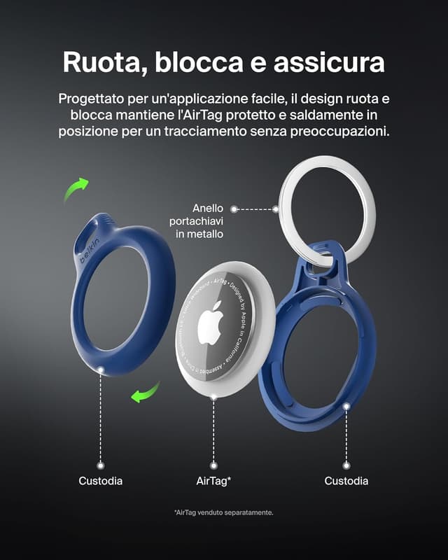 Detalle 2 de Belkin custodia AirTag blu con anello 1
