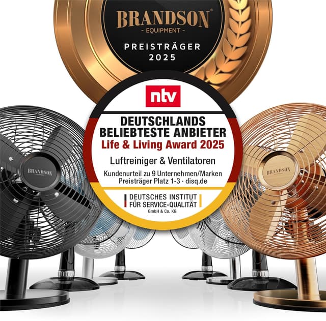 Detalle 2 de Brandson Tischventilator Design Retro (Voll-Metall) mit 3 Geschwindigkeitsstufen, 80° Oszillation & ca. 40° Neigungswinkel