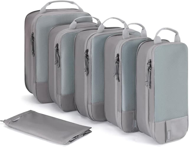 Detalle de BAGSMART Kleidertaschen Set (6-teilig) mit Kompressions-Packwürfeln und Wäschesack