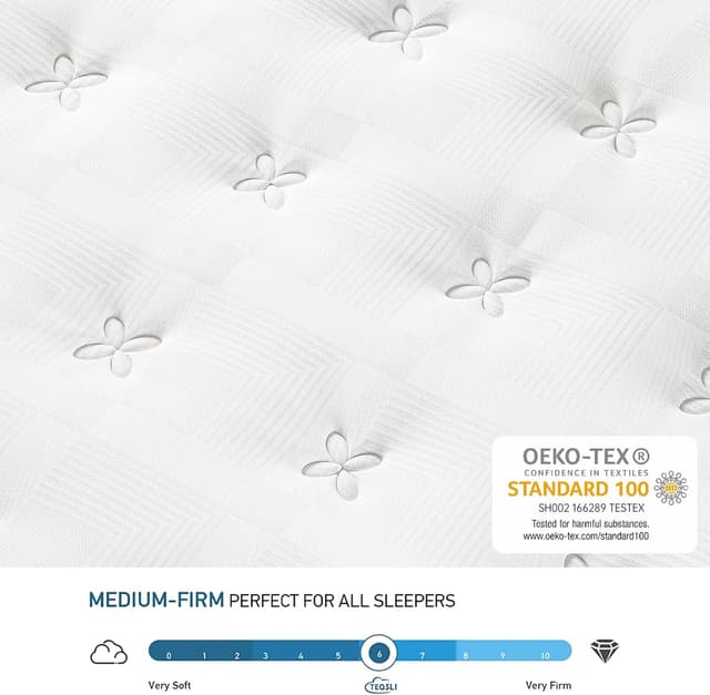 Detalle de TeQsli 4FT6 10 Inch Hybrid Double Mattress 135x190x25cm