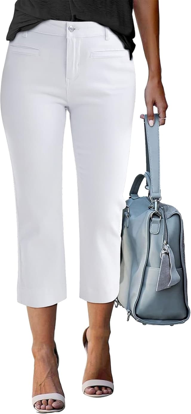 Detalle de luvamia Capri Jeans for Women High Waisted Slim Straight Stretchy Denim Capris Pants with Welt Pockets