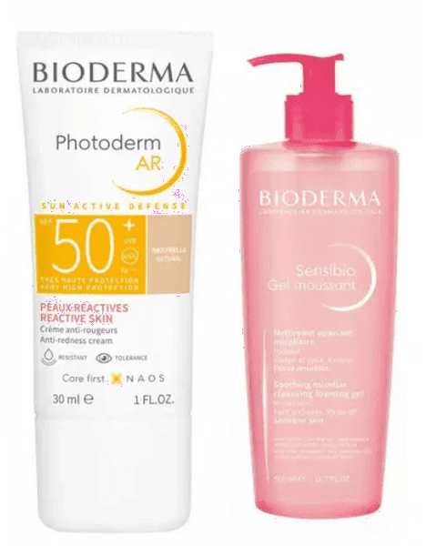 Detalle de Bioderma Photoderm AR SPF50+ Color Natural 30 ml + Gel Moussant 500 ml