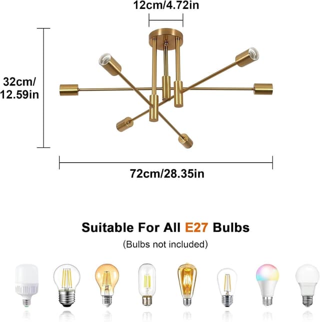 Detalle 2 de Comely Sputnik plafoniera 6 luci E27 72 cm