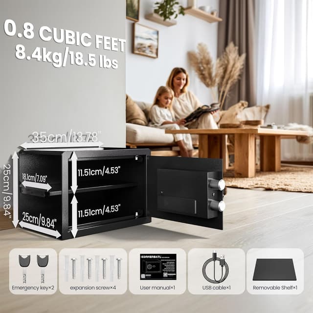 Thumbnail 5 de Smart Biometric safe with fingerprint lock 13.78"W