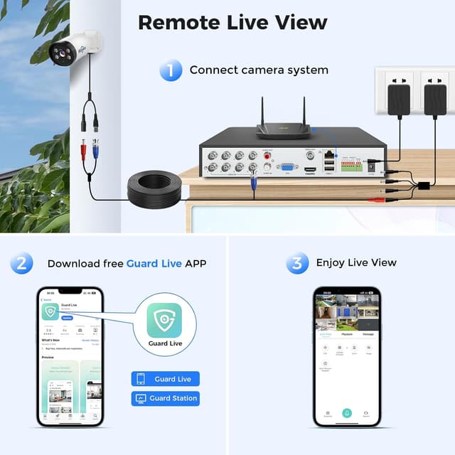 Detalle de Hiseeu 4K Wired Security Camera System with Audio, 3TB DVR, AI Human/Vehicle Detection, 8x 8MP IP67 IP Cameras