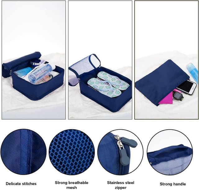 Detalle de Travel Packing Cubes Packing Cubes for Suitcase (10 Sizes) – 10-Piece Dark Blue Organiser Set