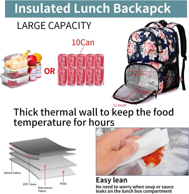 Detalle de Großer Rucksack Damen mit USB und Laptopfach 50 L