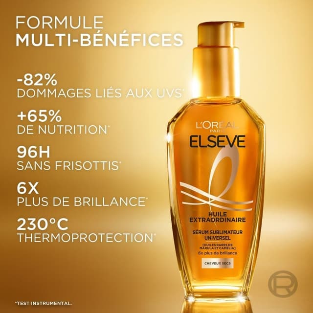Detalle de L’Oréal Paris Elseve Huile Extraordinaire — soin nourrissant multi-usages sans rinçage (100 ml)