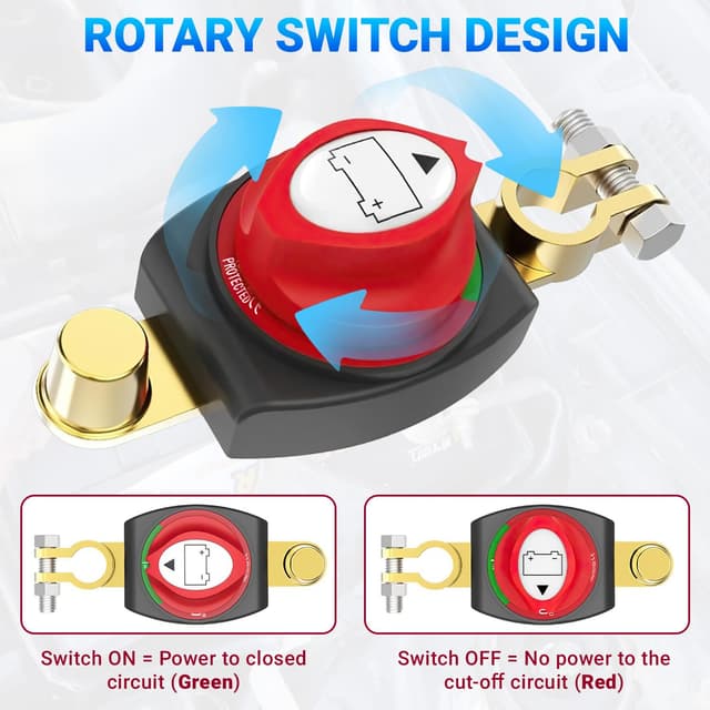 Thumbnail 2 de Sehawei Batterietrennschalter als Hauptschalter 12V/24V (bis 275 A) für Auto, Bus, Truck, Marine & Motorrad