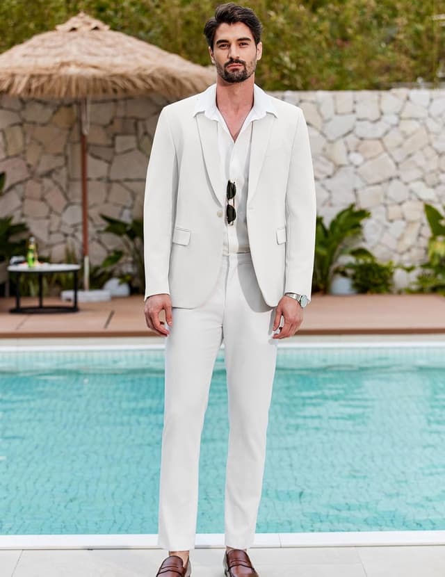 Detalle 2 de COOFANDY Giacca blazer da uomo sportiva casual con 1 bottone, business casual