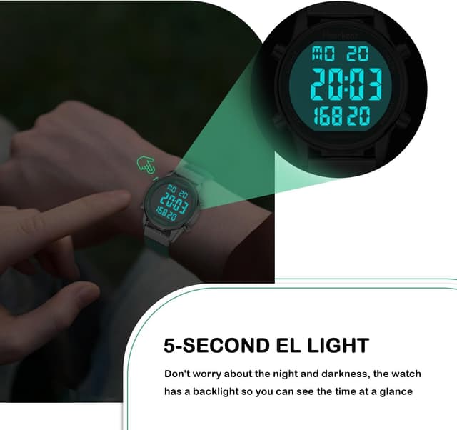 Detalle 2 de Hearkent Women Pedometer Watch with Step Counter, 30M Waterproof EL Backlight & No-App Tracking