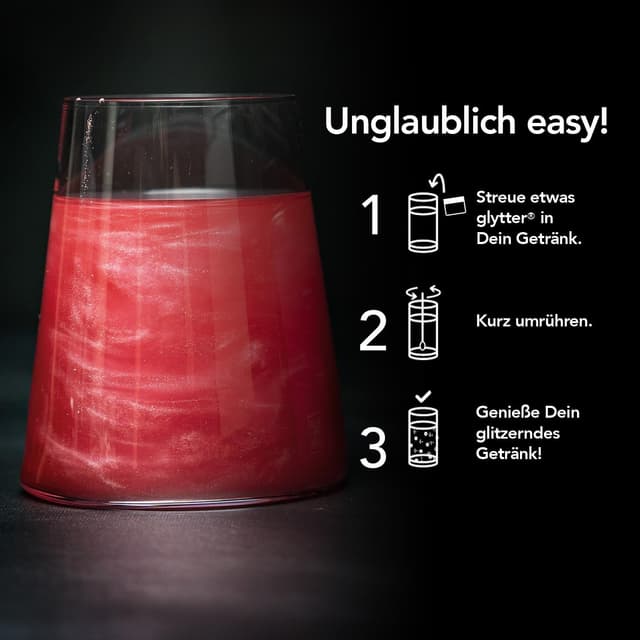 Detalle de Glytter Glitzerpulver für Getränke in Pink – essbares Glitzerpuder für Drinks & Flüssigkeiten