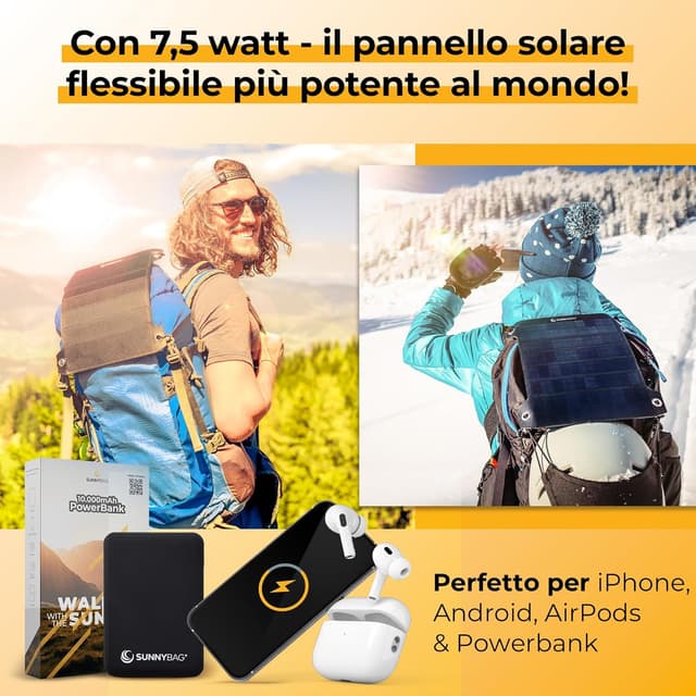 Detalle de Sunnybag LEAF PRO pannello solare flessibile 7,5 Watt con USB per escursioni e campeggio
