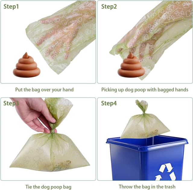 Detalle de Qiookioo Poop Bags Rolls 256 Count (9x13 inches) – Thickened Leakproof Green Bags with Lavender Scent