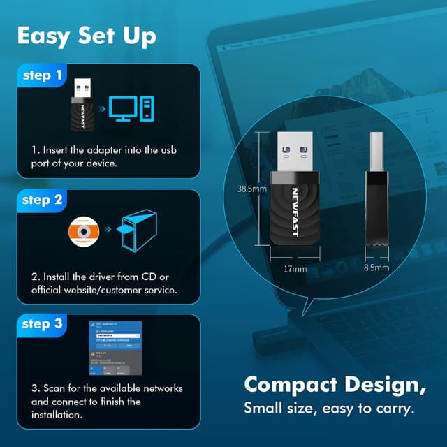 Detalle 2 de NEWFAST WLAN Adapter 1300Mbps