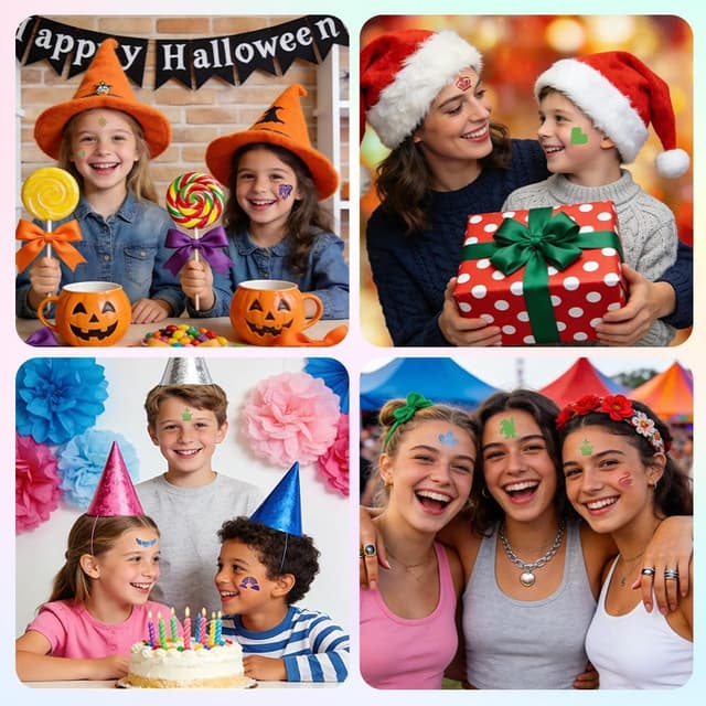 Thumbnail 6 de AYBUY Set di penne per tatuaggi temporanei con stencil (10 penne, 162 modelli) per Natale, Carnevale e Halloween