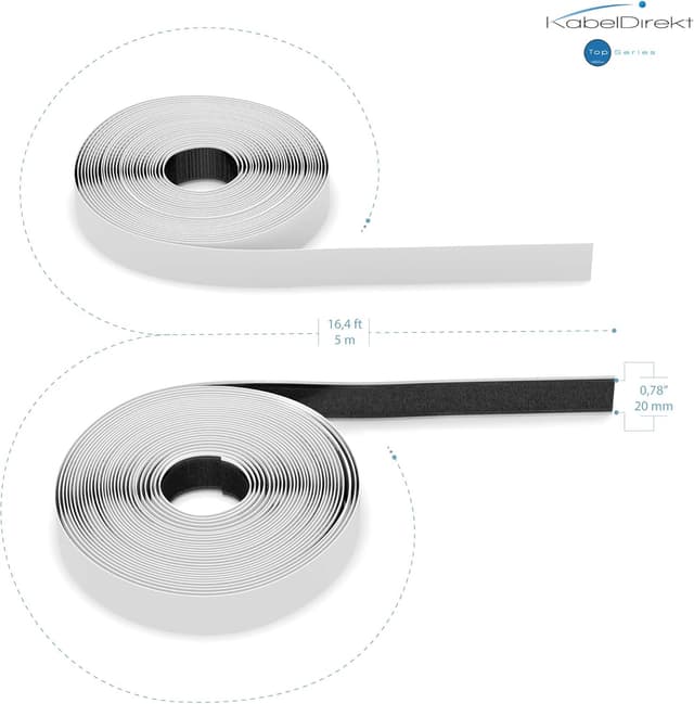 Detalle 2 de KabelDirekt bande adhésive auto-agrippante noire 20 mm x 5 m