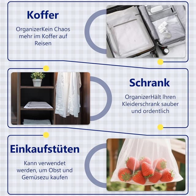 Detalle de Jukibole Wäschenetz-Set mit Netzreißverschluss – 10 Wäschesäcke für Feinwäsche, Unterwäsche & mehr
