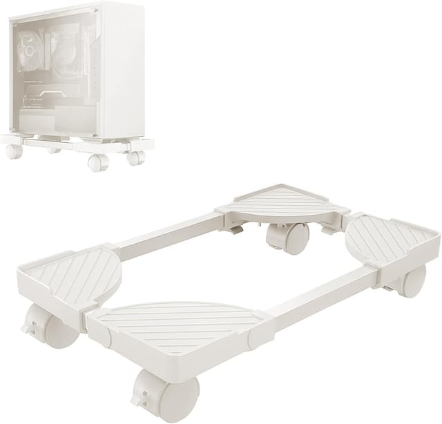 Detalle de BOTEWO Support tour PC sous bureau avec roulettes (blanc) – support CPU mobile réglable