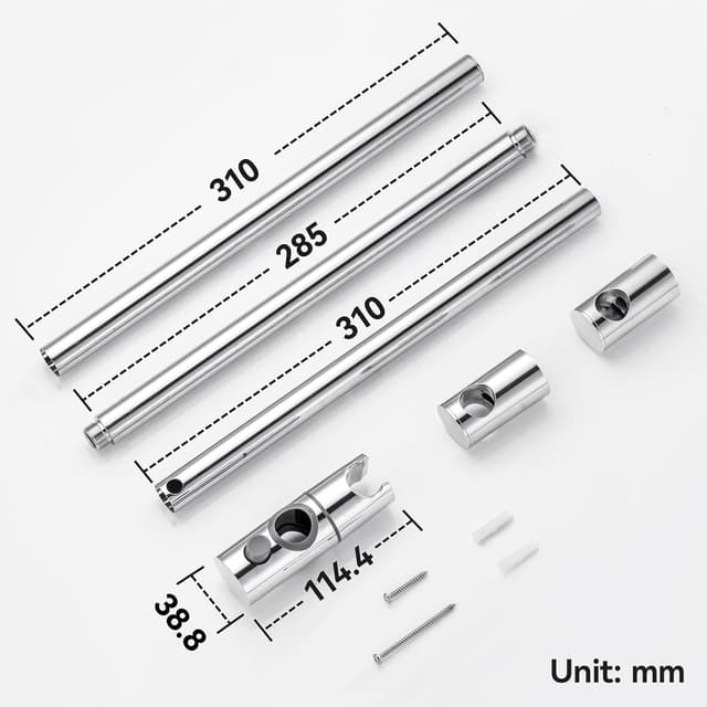 Thumbnail 6 de Auralum Saliscendi Doccia Acciaio Inox 90 cm con asta regolabile e supporto per soffione cromato