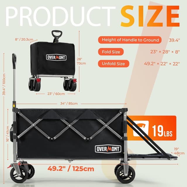 Thumbnail 5 de Overmont 300L Folding Festival Trolley Cart for All-Terrain Use đźš¶