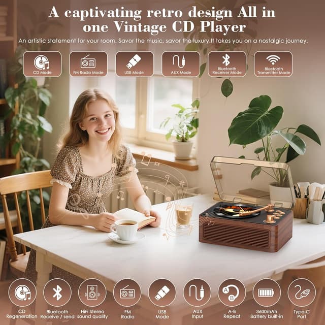 Thumbnail 1 de Kegaudio CD Player Portable Bluetooth