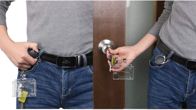 Detalle 2 de Vicloon Porte Badge rétractable – lot de 3 porte-cartes transparent + porte-clés