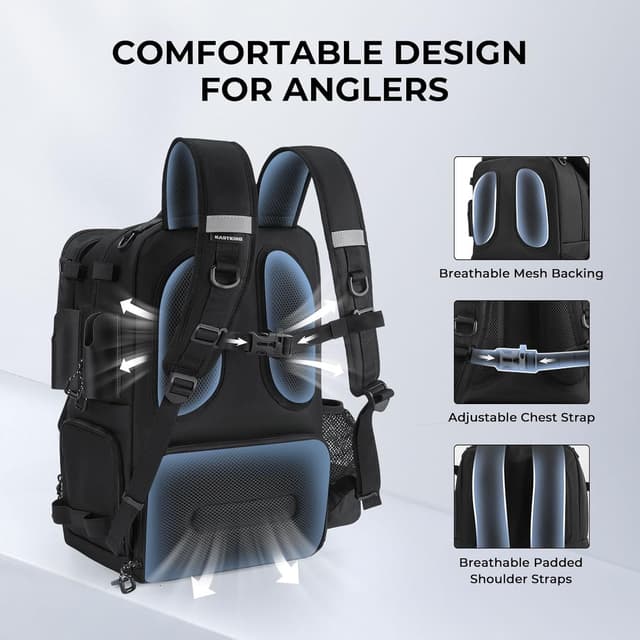 Thumbnail 6 de KastKing BaitSpace 50L Fishing Tackle Backpack (Removable Bait Binder, 2 Rod Holders)