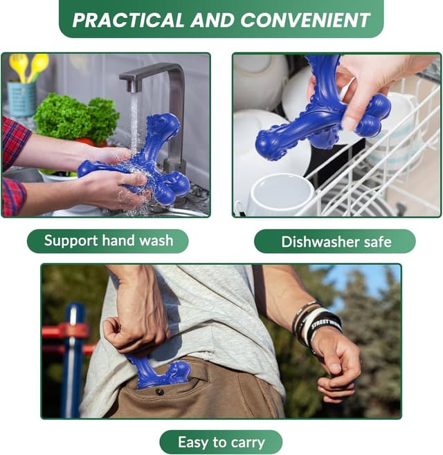 Detalle 1 de CVALIN Kauspielzeug für aggressive Kauer: unzerstörbares Naturkautschuk-Knochenspielzeug für große Rassen