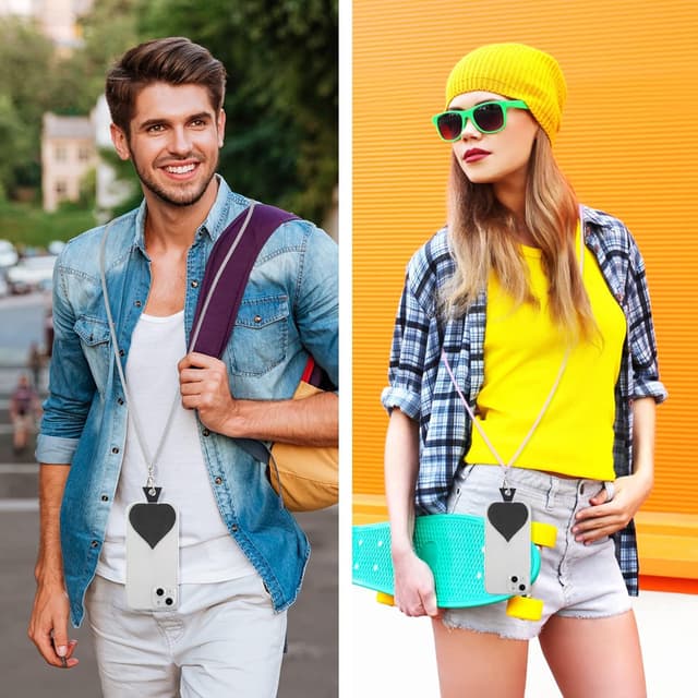 Thumbnail 6 de Vicloon Cordino per cellulare regolabile con tracolla, 2 pezzi: pratico e universale per fissare telefono e accessori