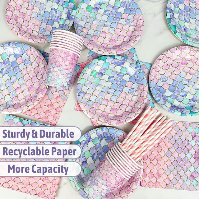 Detalle de yosiio Meerjungfrau Partygeschirr Set 7 Zoll