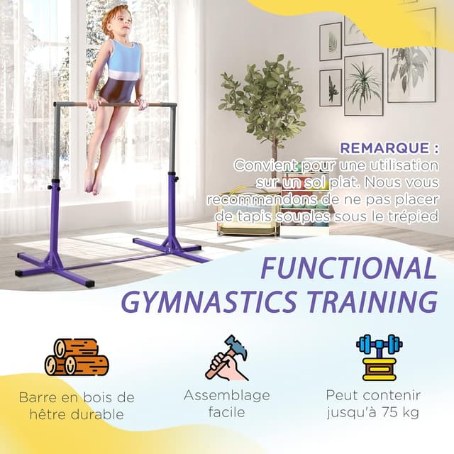 Detalle 2 de HOMCOM Barre Fixe Enfant 92–150 cm 13 Réglages