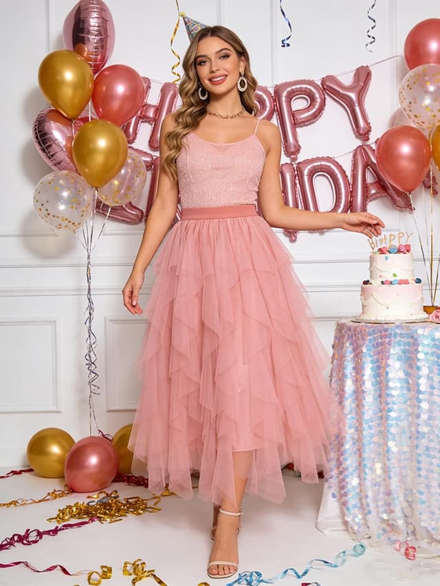 Thumbnail 3 de Girstunm Tüllrock Midi Tailliert A-Linien