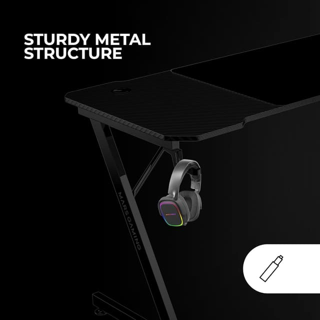 Detalle 2 de MARSGAMING MGD-X160 scrivania gaming ergonomica 160x60 cm con superficie in fibra di carbonio, tappetino XXL e supporti