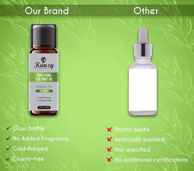 Detalle 2 de Kanzy Teebaumöl 10 ml – kaltgepresstes ätherisches Öl für Shampoo, Haut, Nägel und Aromatherapie