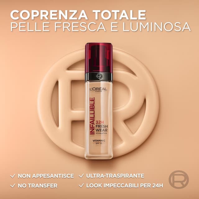 Detalle de L'Oréal Paris Infaillible 32H Fresh Wear SPF25 Coprente Liquido Waterproof 110 Vanille Rosé (30 ml)