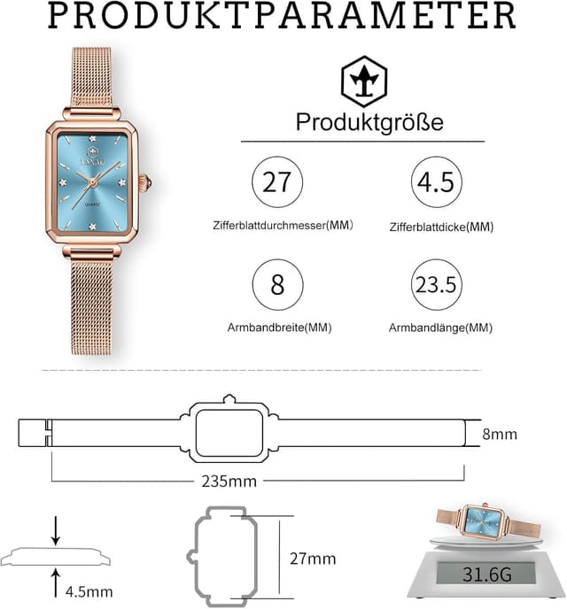 Detalle de Taxau Damenuhr 27 mm Quarzwerk