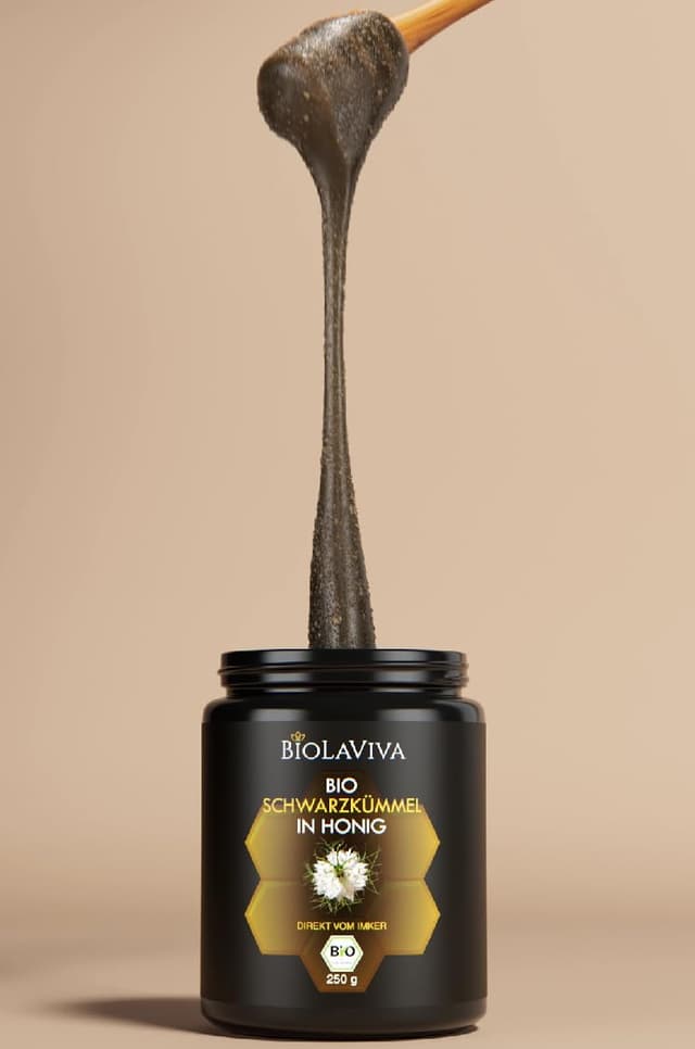 Thumbnail 2 de BIOLAVIVA BIO Honig mit Schwarzkümmel 250 g 🍯