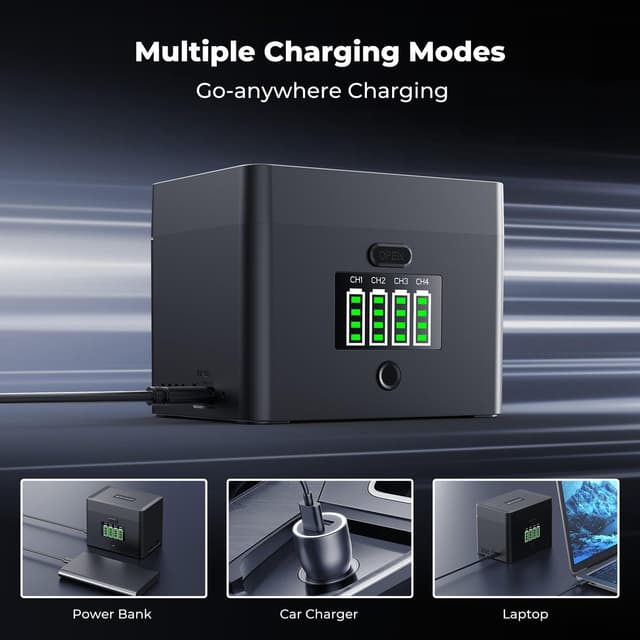 Thumbnail 6 de K&F CONCEPT 4-Slot Battery Charger Case with Max 45W PD Fast Charging (NP-FZ100/LP-E6 compatible)