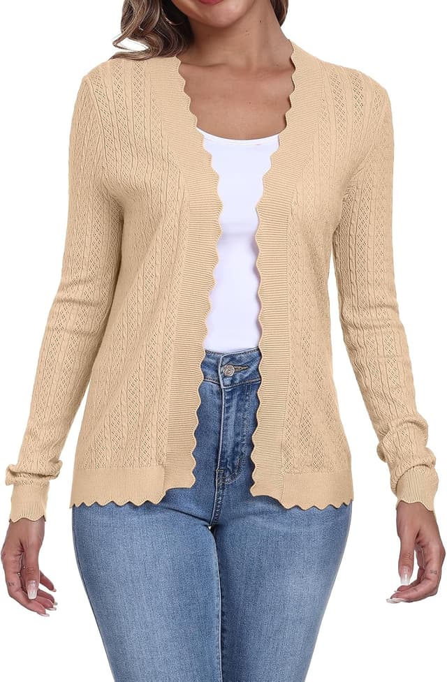 Detalle de YUNDAI Women’s Lightweight Cropped Knit Cardigan Shrug (V-neck, textured knit)