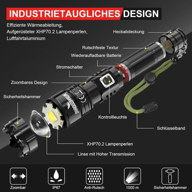 Thumbnail 6 de Shadowhawk S9322 500000 Lumen Taschenlampe đŠ