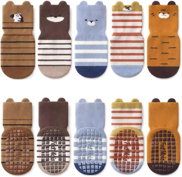 Detalle de FedMois 5 Pairs Baby & Kids Anti-slip Cotton Ankle Socks (Animals)